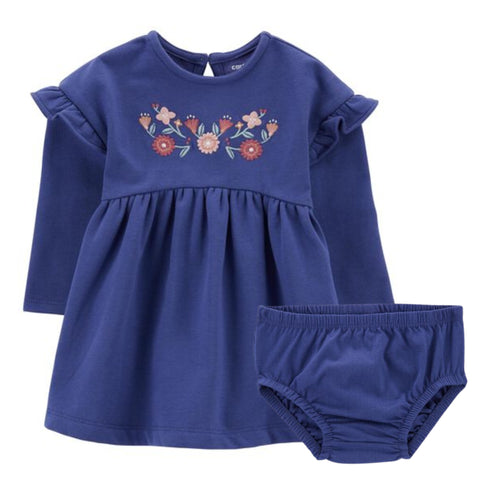 Vestido Carter's de algodón con diseño de flores azul para niña