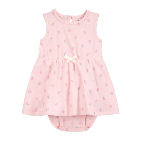 Vestido Carters sin mangas diseño de melocoton color rosado de algodón para niña