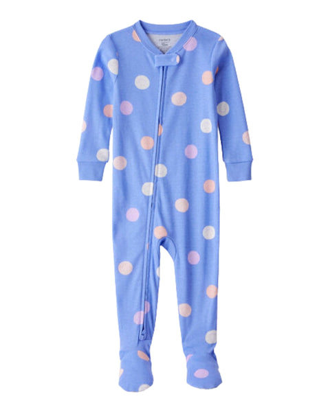 Pijama Carters con zipper y pies estampado color celeste para niña
