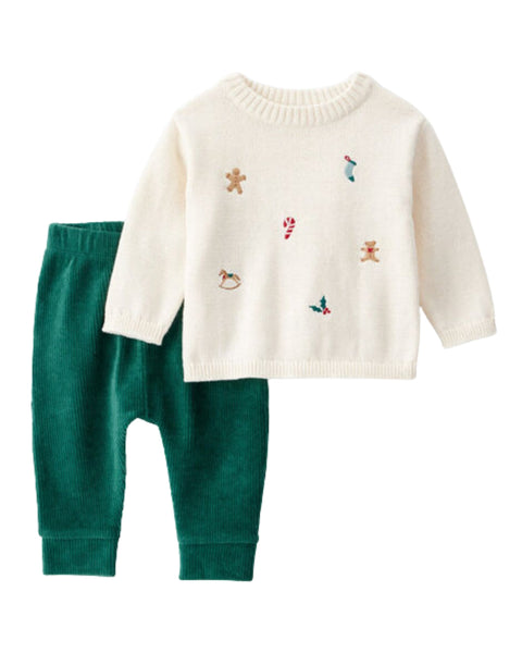 Conjunto Carters 2 pieza: camisa manga larga con diseño y pantalón multicolor para niño