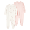 2 Pack de pijamas Carters con pies y zipper doble via con estampado multicolor para niña - Kinder Guatemala - set de 2 pijamas