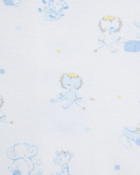 2 Pack Little Me Pijamas con pies y zipper diseño de safari celeste de algodón para niño - Kinder Guatemala - set de 2 pijamas