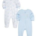 2 Pack Little Me Pijamas con pies y zipper diseño de safari celeste de algodón para niño - Kinder Guatemala - set de 2 pijamas