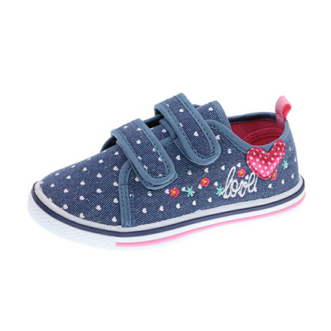 Zapato de lona Beppi con doble velcro niña azul