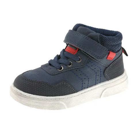 Zapato tenis Beppi altos con cintas y velcro azul niño