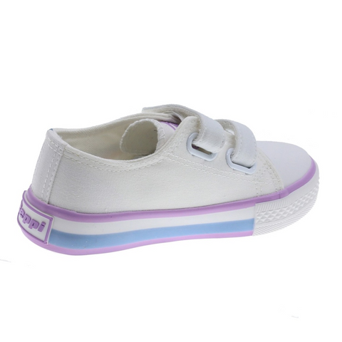 Zapato de lona Beppi con doble velcro y estrellas niño blanco