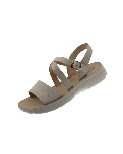 Caja de zapatos tipo sandalias Beppi, beige con cincho ajustable para dama.