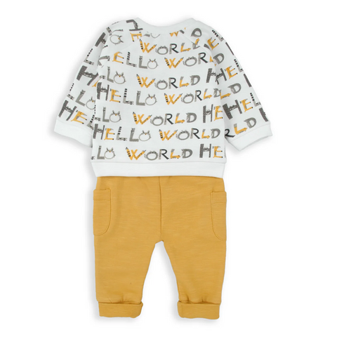 Conjunto Baby Bol 2 piezas sudadero con estampado Hello World y jogger niño