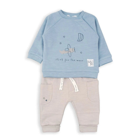 Conjunto Baby Bol 2 piezas jogger y sudadero con estampado  celeste niño