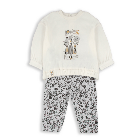 Conjunto 2 piezas Baby Bol: Blusa y jogger estampado, niña.