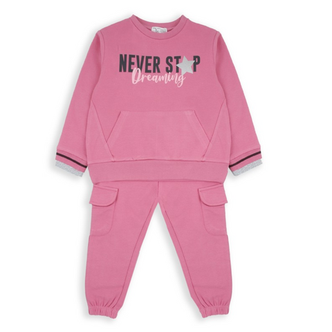 Conjunto 2 piezas Baby Bol: Hoodie y jogger fucsia, niña.