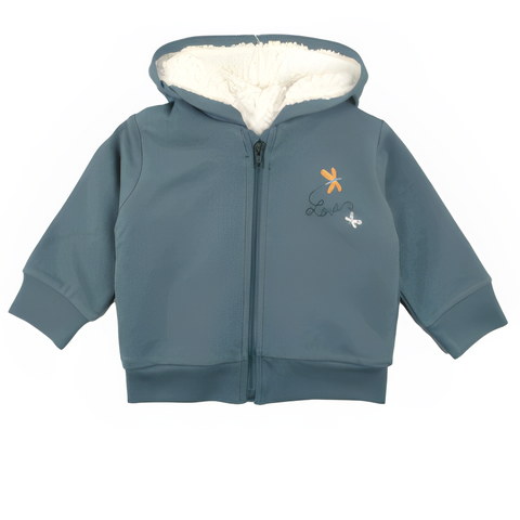 Chumpa Baby Bol forrada con capucha y zipper aplicación en el pecho turquesa para infant niño
