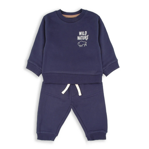 Conjunto 2 piezas Baby Bol: Sueter y jogger azul marino, niño.