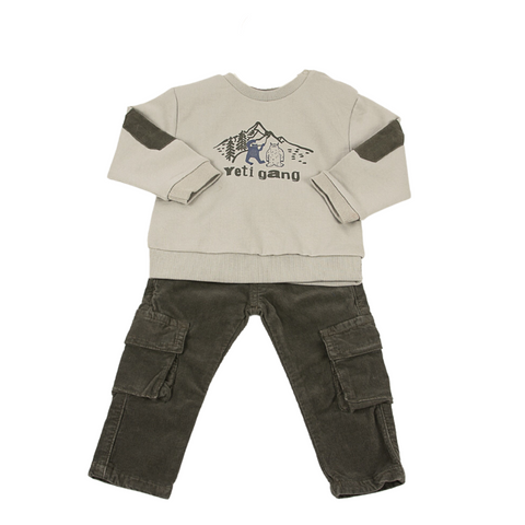 Conjunto 2 piezas Baby Bol: camisa y pantalón caqui, niño.