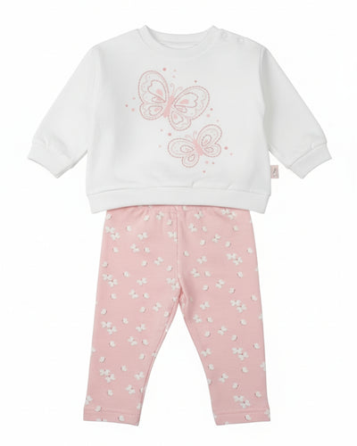 Conjunto Baby Bol 2 piezas: sueter con diseño de mariposa y legging para niña
