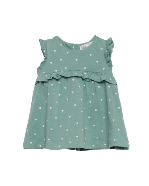 Vestido Street Monkey  estampado corazones color verde para niña