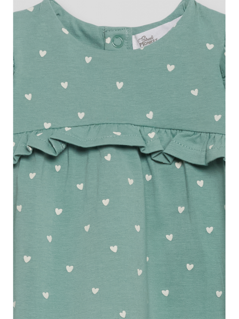 Vestido Street Monkey  estampado corazones color verde para niña