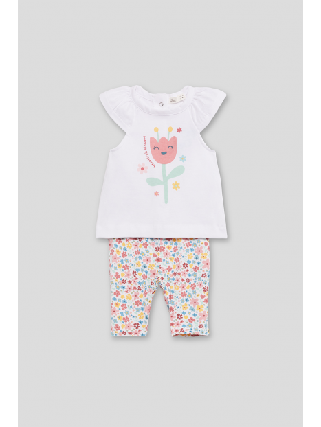 Conjunto Street Monkey 2 piezas: blusa manga mariposa y leggings multicolor para niña