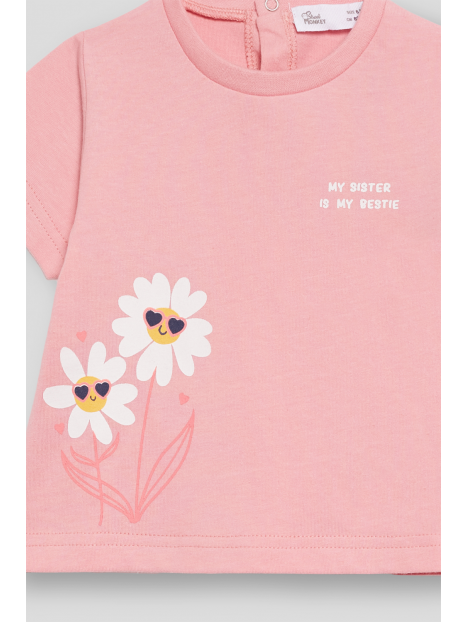 Blusa Street Monkey manga corta diseño de flores color rosado para niña