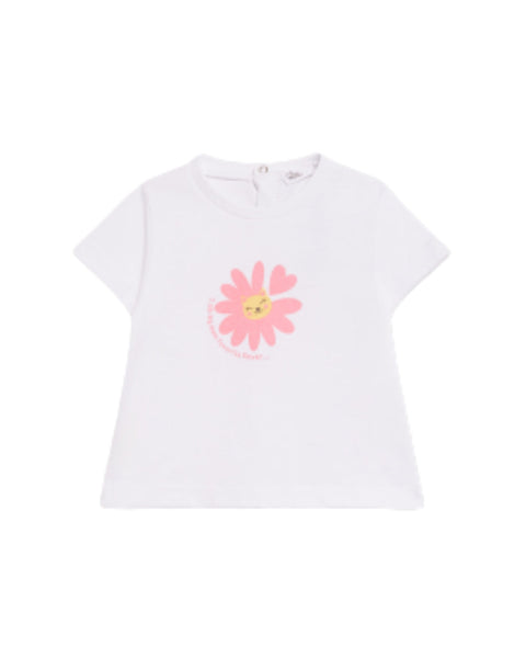 Blusa Street Monkey manga corta diseño de flor color blanco para niña