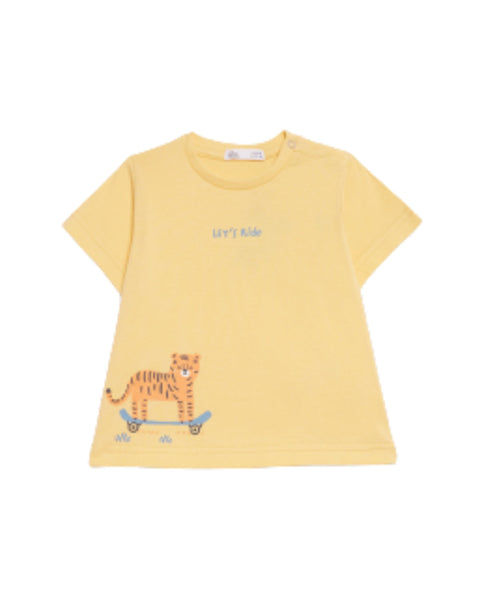 T-shirt Street Monkey manga corta color amarillo para niño