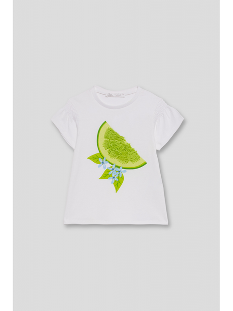 Blusa Street Monkey manga corta con diseño color blanco para niña