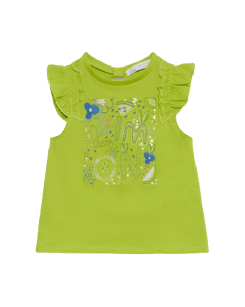 Blusa Street Monkey manga corta con diseño color verde para niña