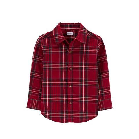 Camisa Carters manga larga a cuadros roja niño