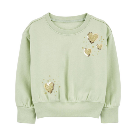 Sudadero de invierno fleece Carters Playwear verde corazones niña