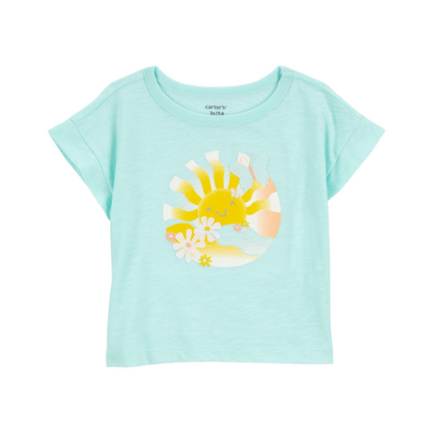 Blusa Carters manga corta estampado floral aqua niña