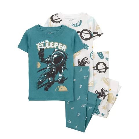 Conjunto Pijama Carters 2 pantalones y 2 t-shirt manga corta astronauta azul niño