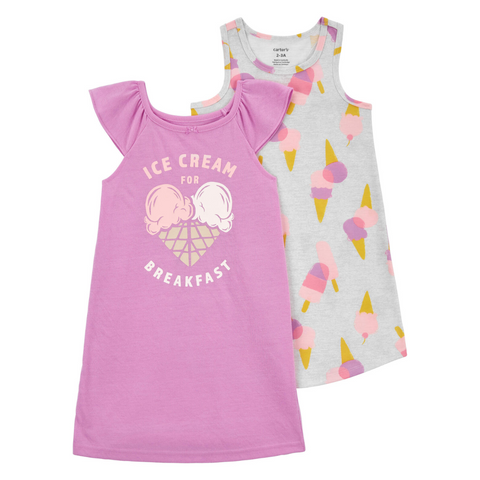 Paquete de 2 camisones Carters estampado helados rosado niña