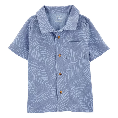 Camisa Carters Playwear con botones manga corta azul para niño