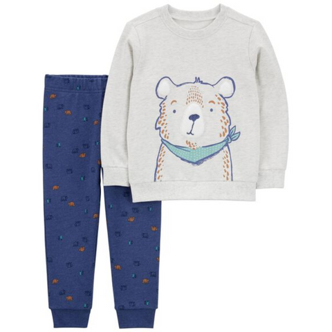 Conjunto 2 piezas Carter's sudadero con diseño de oso y pantalon con estampado de osos para niño