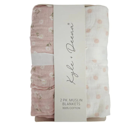 2PK de Frazadas Kyle & Deena de muslin multicolor para niña - Kinder Guatemala - frazadas de muslin niña