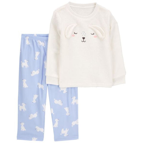 Conjunto Pijama Carter's 2 piezas Playera manga larga y pantalón estampado de Poodle blanco para niña