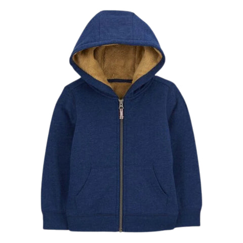 Sudadero Carters Polar con capucha y zipper azul para toddler niño