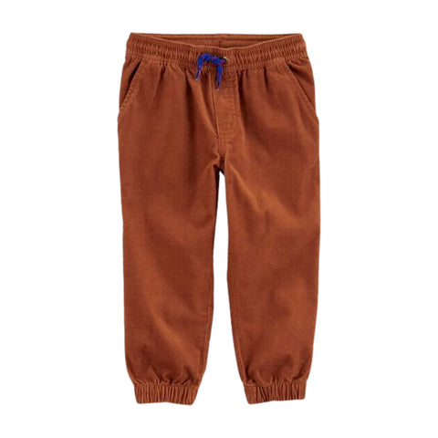 Pantalón Carters de corduroy con pita en la cintura y resorte en tobillos kaki para niños