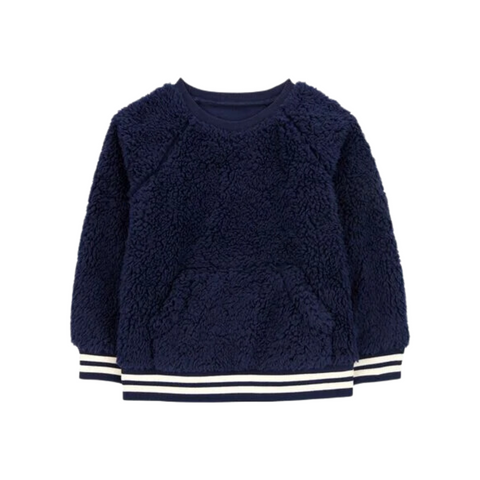 Sudadero Carters con bolso al frente de Sherpa azul para niño