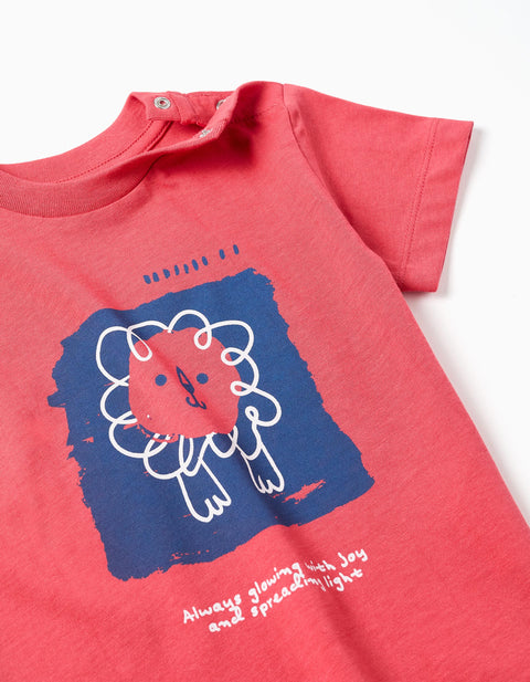 Playera Zippy roja con estampado de león