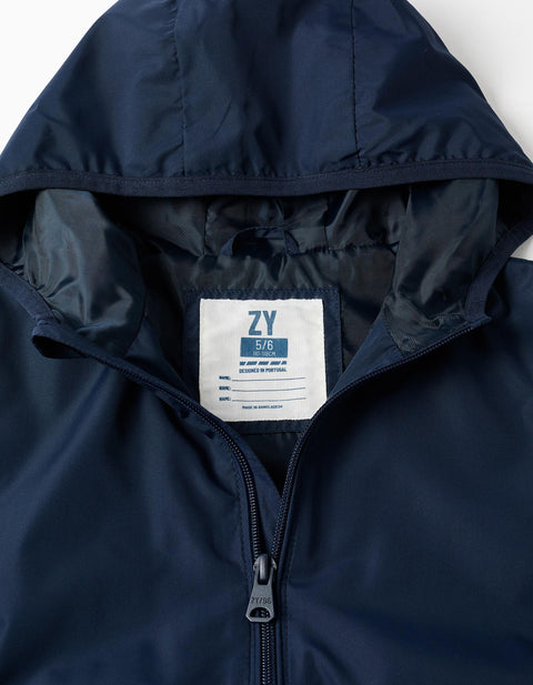 PARKA HOODED POLY, DARK BLUE, 3/4