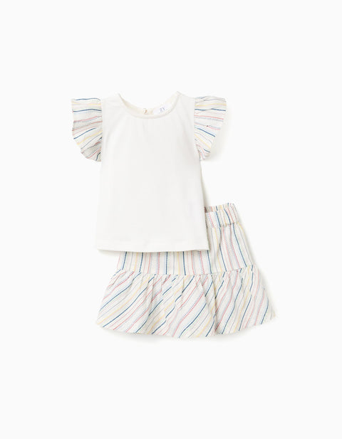 SET TSHIRT STRIPES, BLANCO, 24/36M