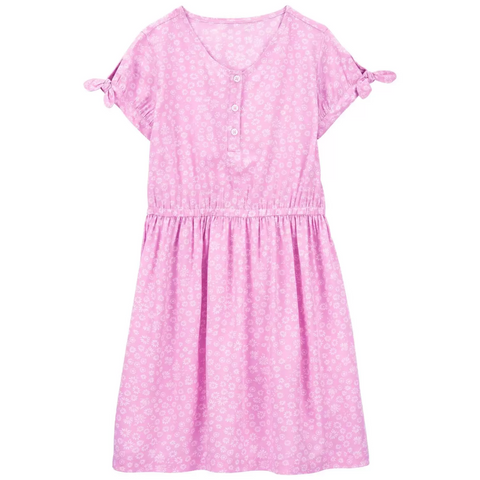 Vestido Carters manga corta floral rosado niña