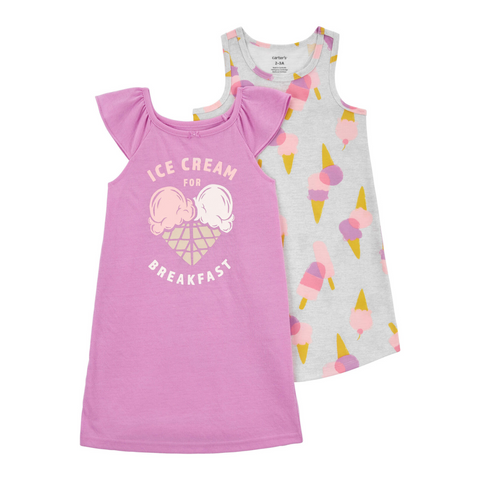 Paquete de 2 camisones Carters estampado helados rosado niña