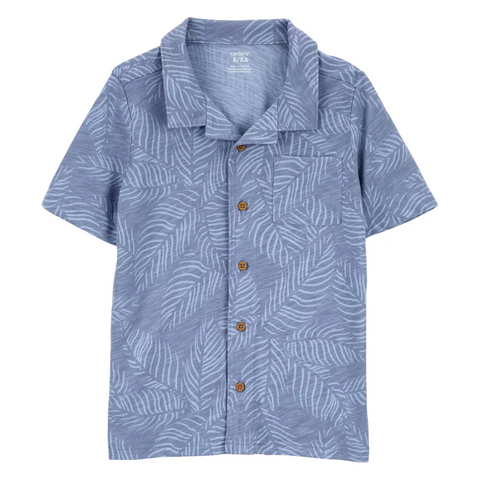 Camisa Carters Playwear con botones manga corta azul para niño