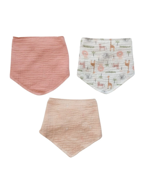 3PK de baberos Elephant and Castle estilo bandana multicolor para niña - Kinder Guatemala - Babero bandana niña