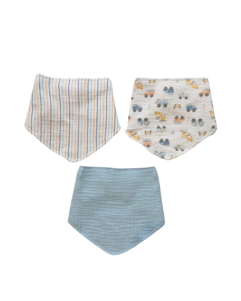 3PK de baberos Elephant and castle estilo bandana multicolor para niño - Kinder Guatemala - Babero bandana niño