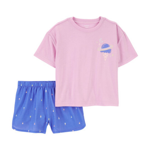 Conjunto Carters Sleepwear 3 piezas  2 Short y T-Shirt multicolor diseño Helado para niña