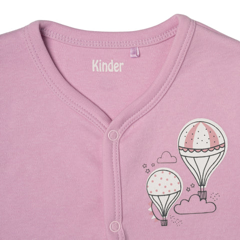 Conjunto de 3 piezas Kinder: Pantalón, Body manga corta y chaqueta diseño de globos rosado, niña