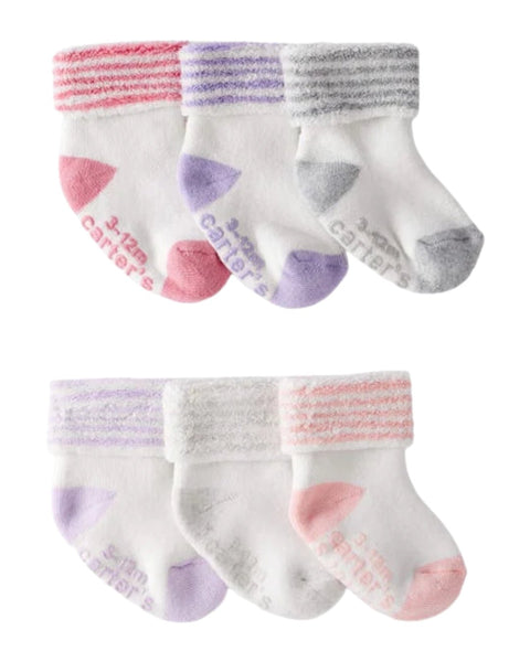 6 Pack de calcetas Carters multicolor para niña - Kinder Guatemala - Calcetas y Calcetines